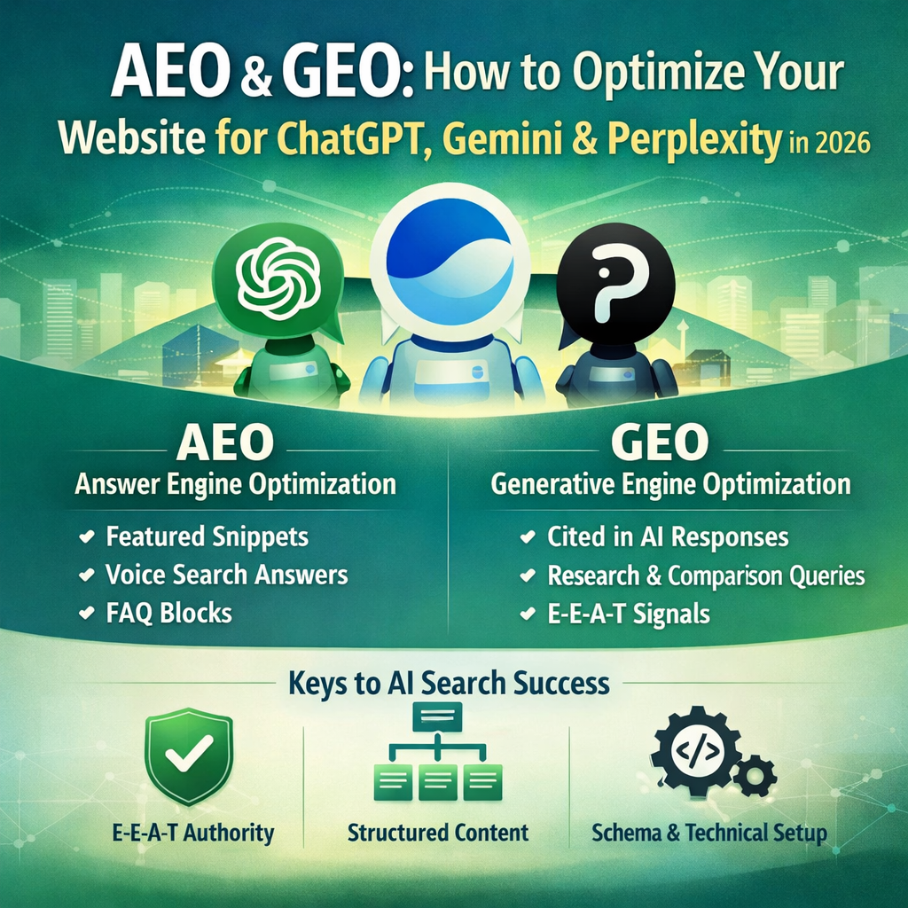 AEO & GEO: How to Optimize Your Website for ChatGPT, Gemini & Perplexity in 2026