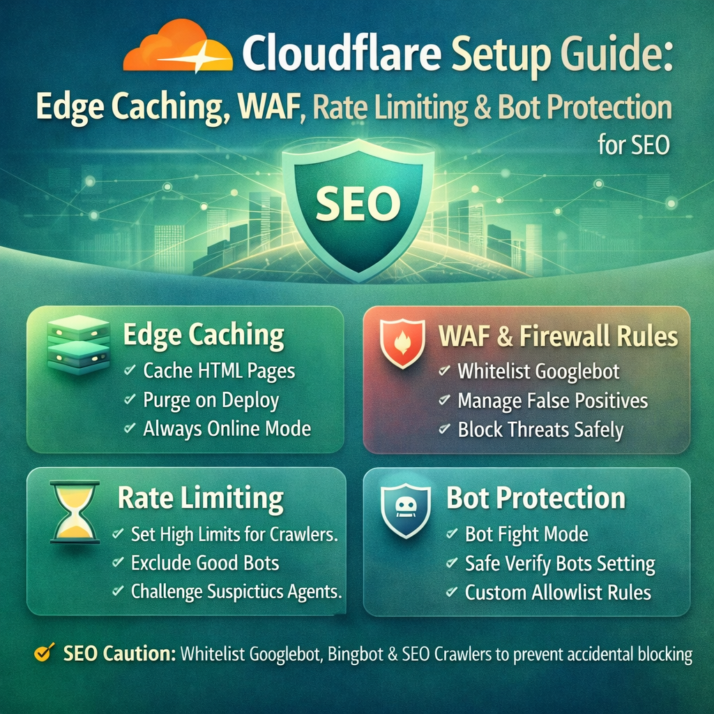 Cloudflare Setup Guide: Edge Caching, WAF, Rate Limiting & Bot Protection for SEO